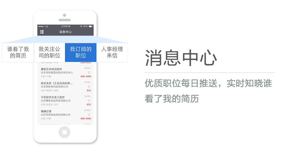 優(yōu)質(zhì)職位每日推送，實時知曉誰看了我的簡歷